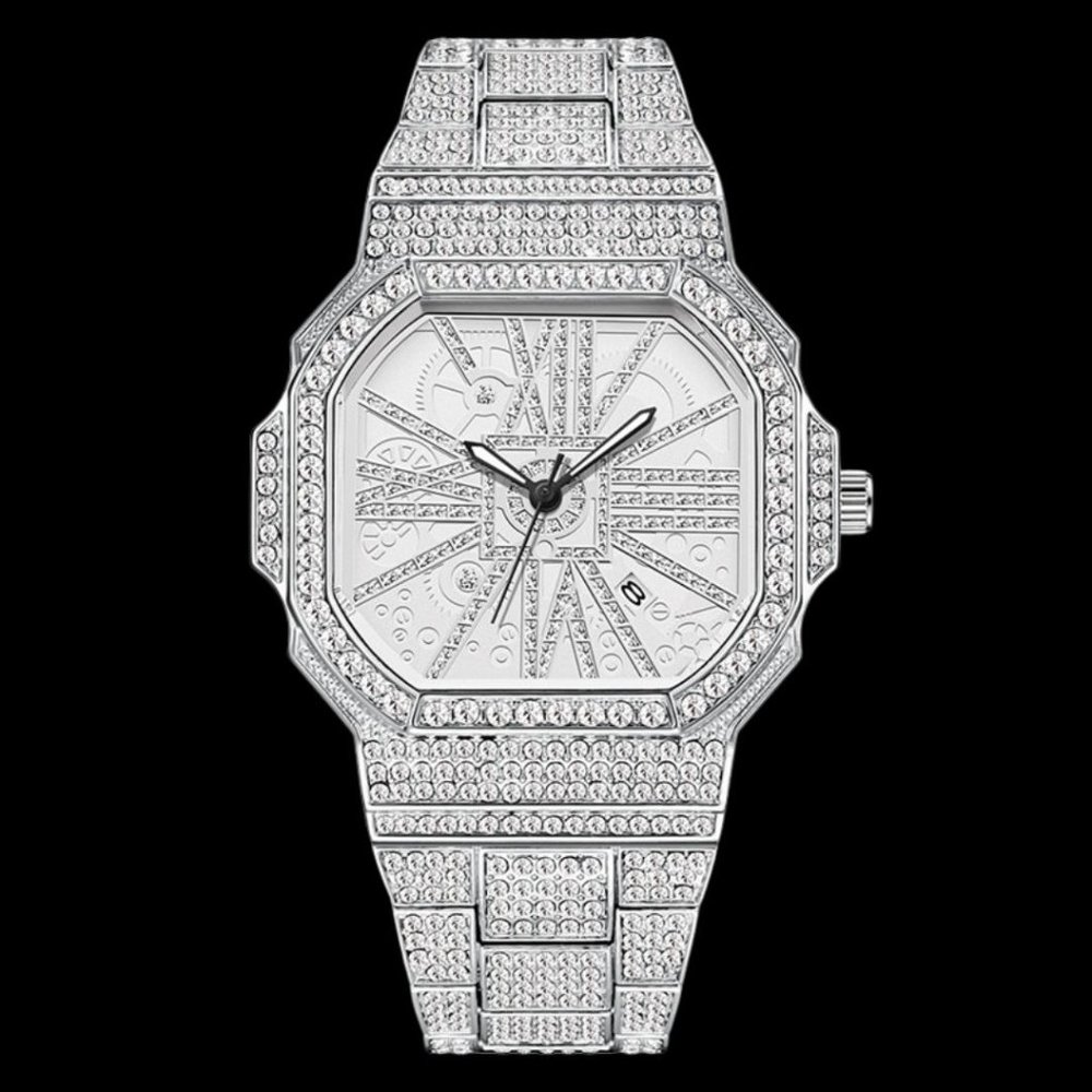 NEW | Luxury Design Men's Stainless Steel Iced Out White Gold Watch